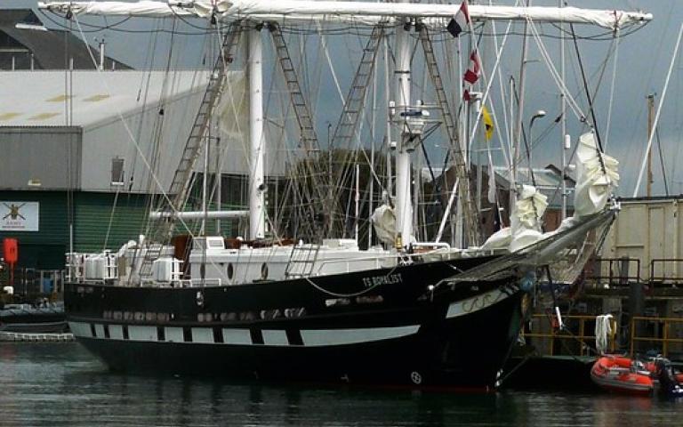 TS Royalist alongside in Haslar Creek - aka HMS DOLPHIN